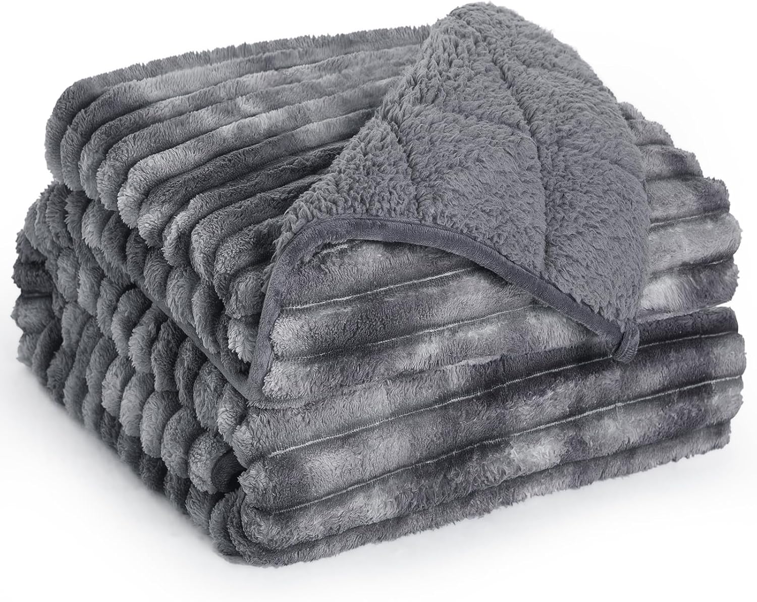 Sherpa Fleece Weighted Blanket, 15 lbs Soft Flannel Heavy Throw, 48" x 72" with Glass Beads
