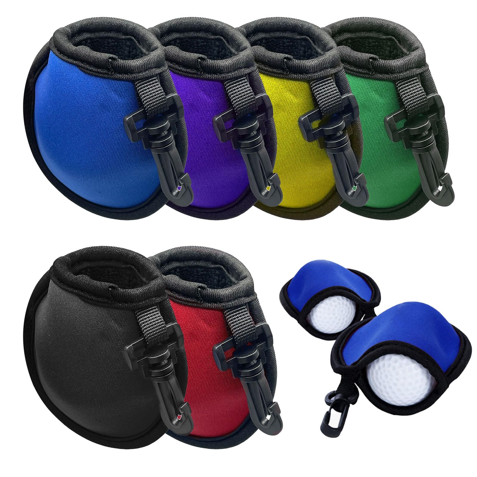 FUIPVGI 6 sacchetti pulizia palline golf con clip appendiabiti borsa riporre palline
