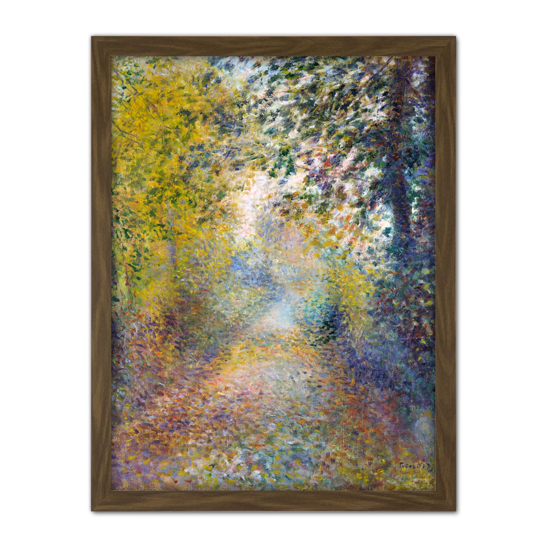 Fine Art Prints Framed Brown 18X24 Renoir In The Woods Painting Landscape Large Framed Art Print Poster Wall Decor 18X24