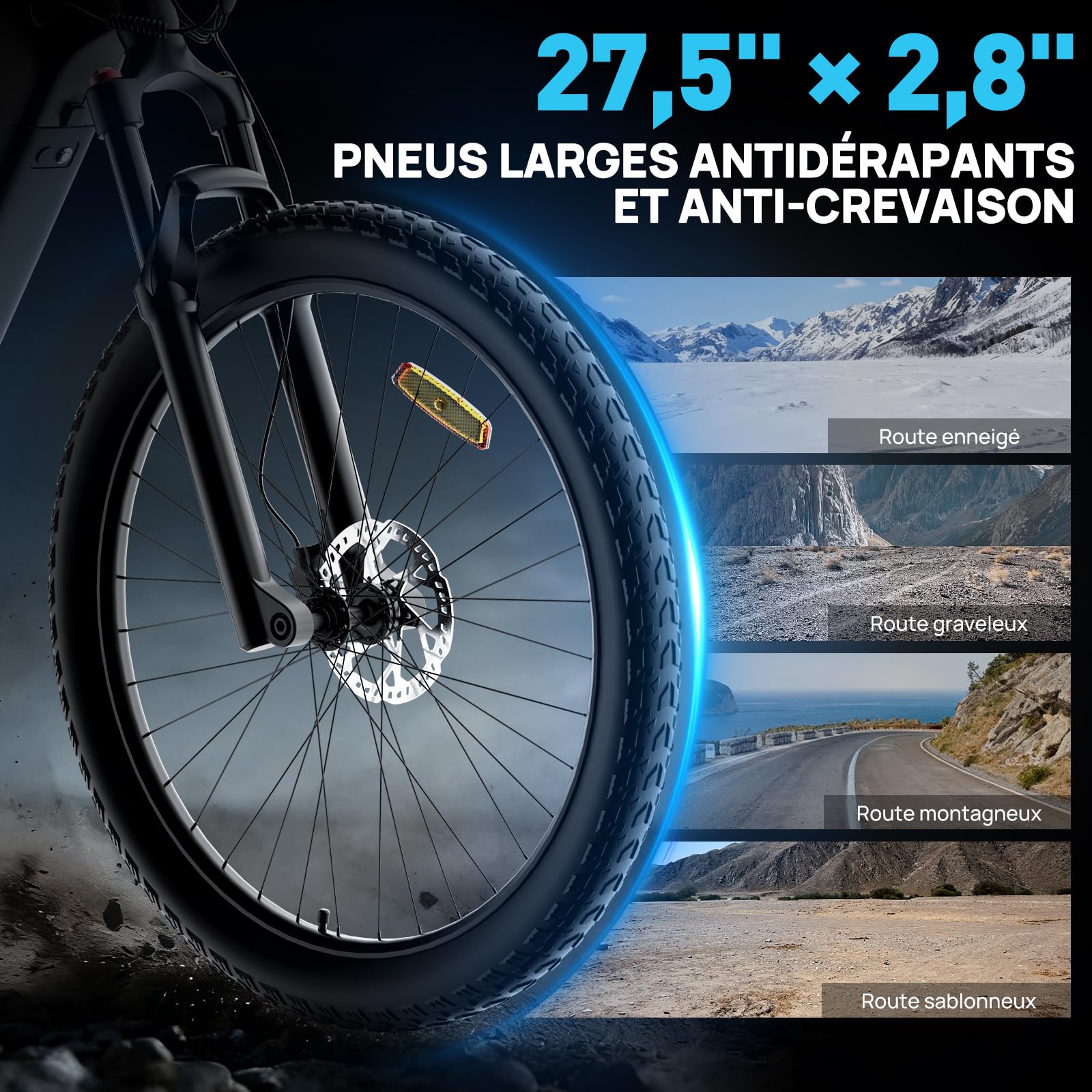 YVY Q31 Vélo Électrique, Autonomie 150km, Batterie Amovible 48V 23Ah, VTT Électrique 7 Vitesses, E-Bike Double Suspension, Double Disque, Écran LCD