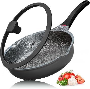 Vinchef 12.5Inch Black Deep Nonstick Skillet