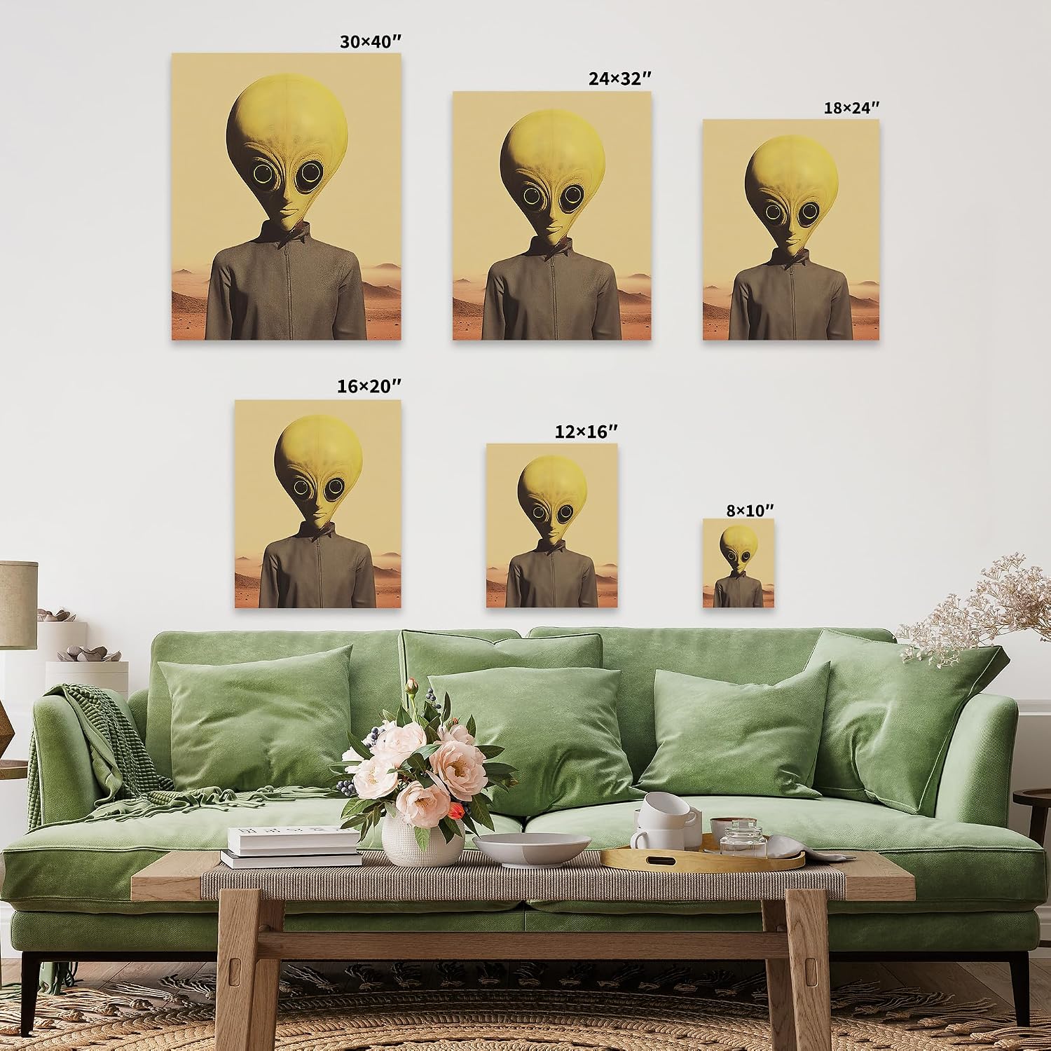Poster Master Alien Canvas - Extraterrestrial Print - Surreal Space Art - Gift for Him & Her - Science Fiction Art - Avant Garde Decor for Living Room, Dorm or Bedroom - 8x10 STRETCHED Canvas