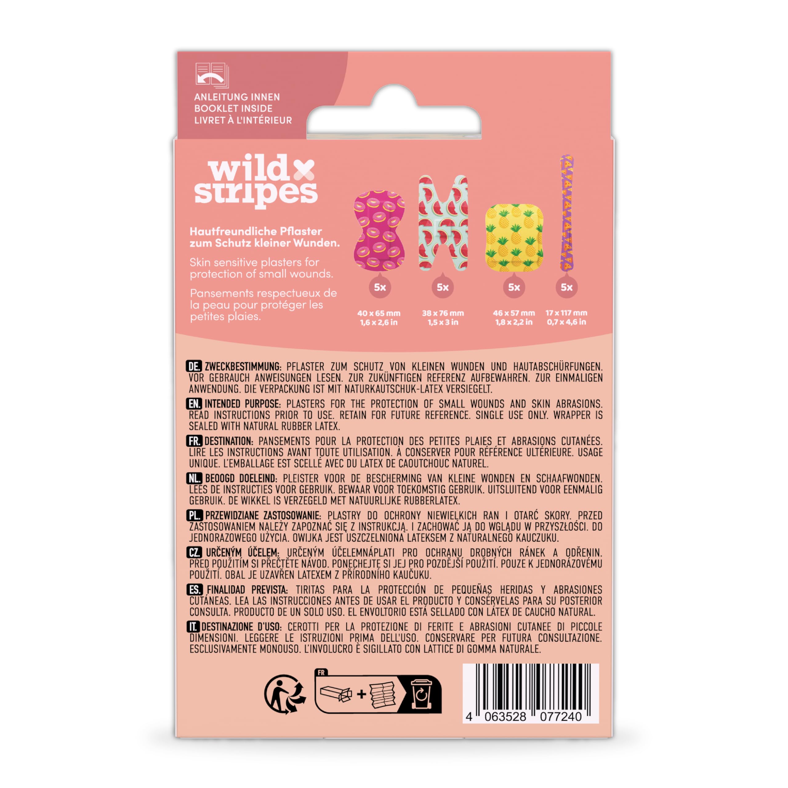 Wild Stripes Set di Cerotti Impermeabili I Finger Flexi Food I Delicati Sulla Pelle I Forma Ergonomica I Protezione 24 Ore I Resistenti All'Acqua per Doccia I 20 Unità