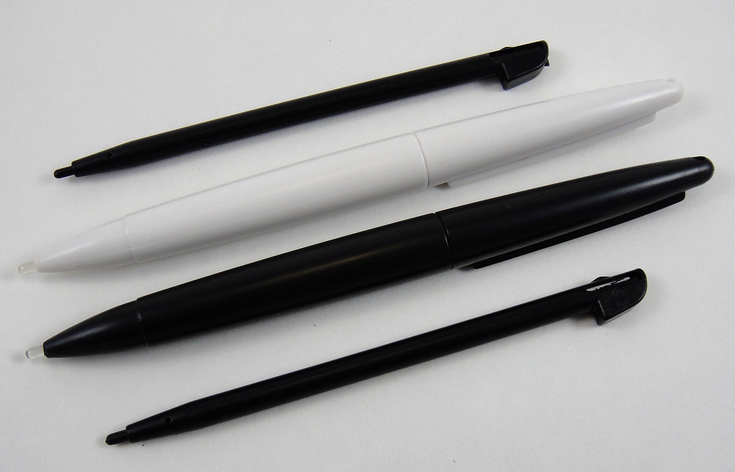 Large Stylus Pens for Nintendo Wii Console Games - 4 Multi Pack - 2 each Large Black - White , 2 Small Black with Bonus PrimeTime Key Chain