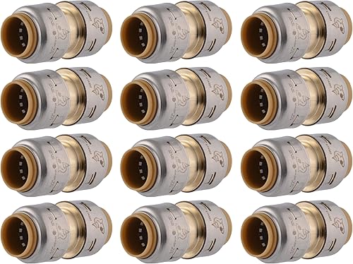 SharkBite Max Acoplamiento de 12 Pulgada, Fabricado en los Estados Unidos, Paquete de 12, Accesorio de Plomería de Latón Push to Connect, UR008