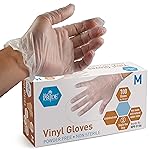 Med PRIDE Vinyl Gloves| Medium Box of 100| 4.3 mil Thick, Powder-Free, Non-Sterile, Heavy Duty Disposable Gloves| Professional Grade for Healthcare, Medical, Food Handling, and More