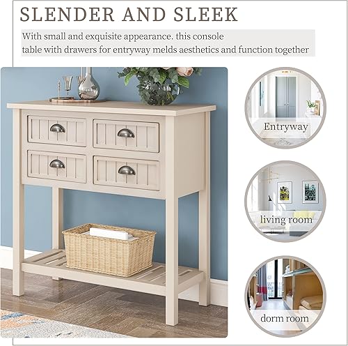 Miniatura 51 de Merax Mesa consola clásica de madera para entrada, pasillo, aparador con cajones de almacenamiento y estante inferior (azul marino) azul marino