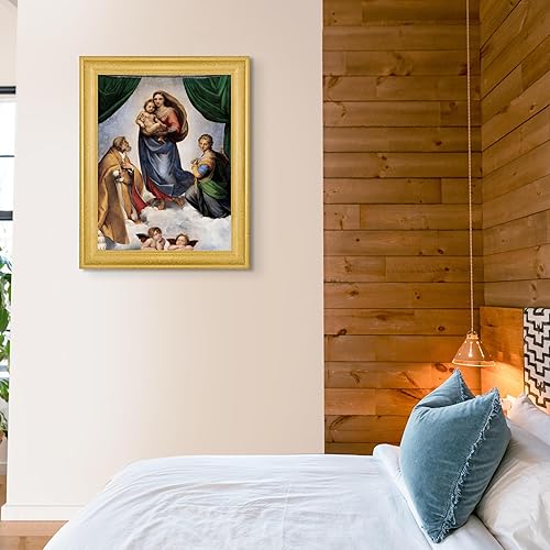 Vista 187 de Cabaña perdida de San Jorge y el dragón de Raphael Impresión en marco plano negro Reproducción de pintura de obras de arte fino Póster 2-San