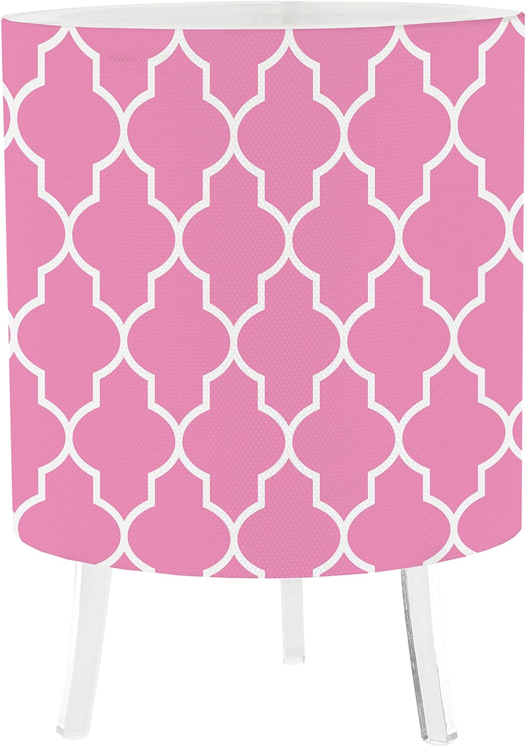 5x7 Inch LED Desk Lamp - Quatrefoil Pink Custom Canvas Printed Table Light 16 Colors - 5 Level Dimmer - 4 Lighting Effects - Rechargeable Light - Remote Control. by LampPix Made in The USA.