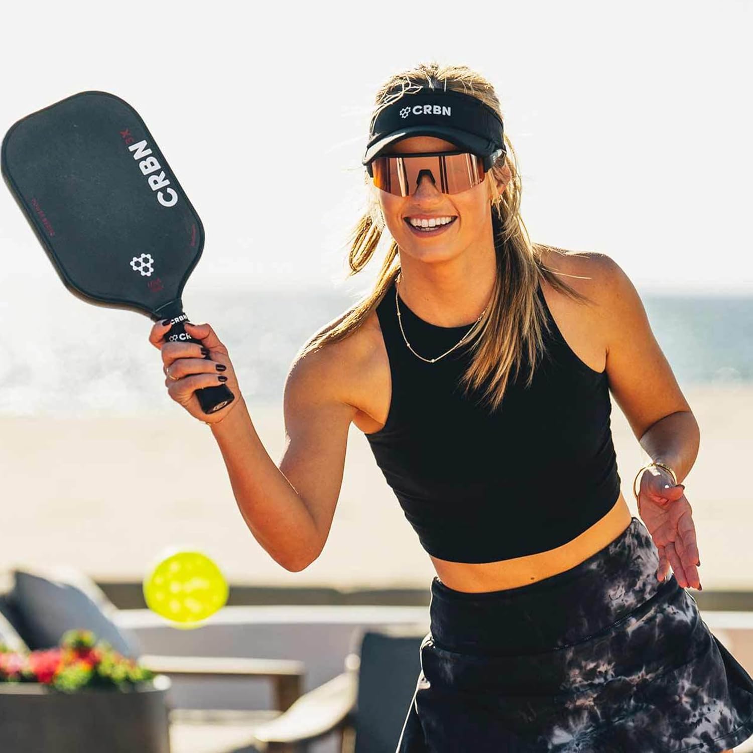 CRBN Pivot Pickleball Glasses for Men & Women - Photochromic Eye Protection with Grey Mirrored Replacement Lenses for Sun & Impact Protection - Virtual Bundle