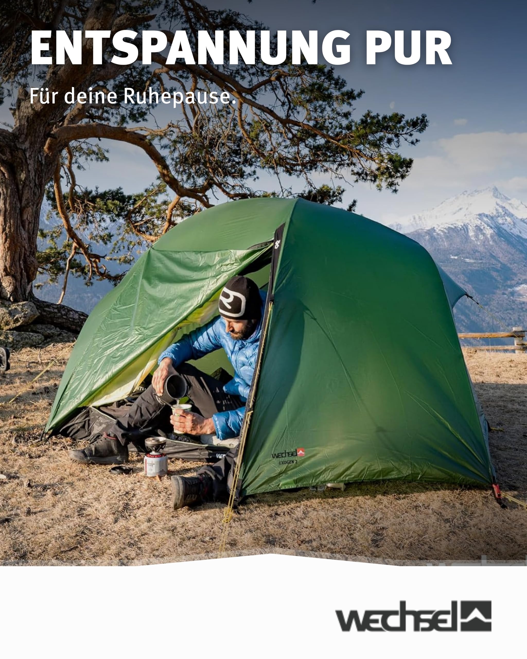 Wechsel Trekkingzelt Exogen 1/2 I Leichtgewichtszelt für 1 Person / 2 Personen I Ultraleicht-Zelt I kompakt, schnell aufbaubar & transportabel I Outdoor-Zelt für Camping, Wandern & Bike Packing