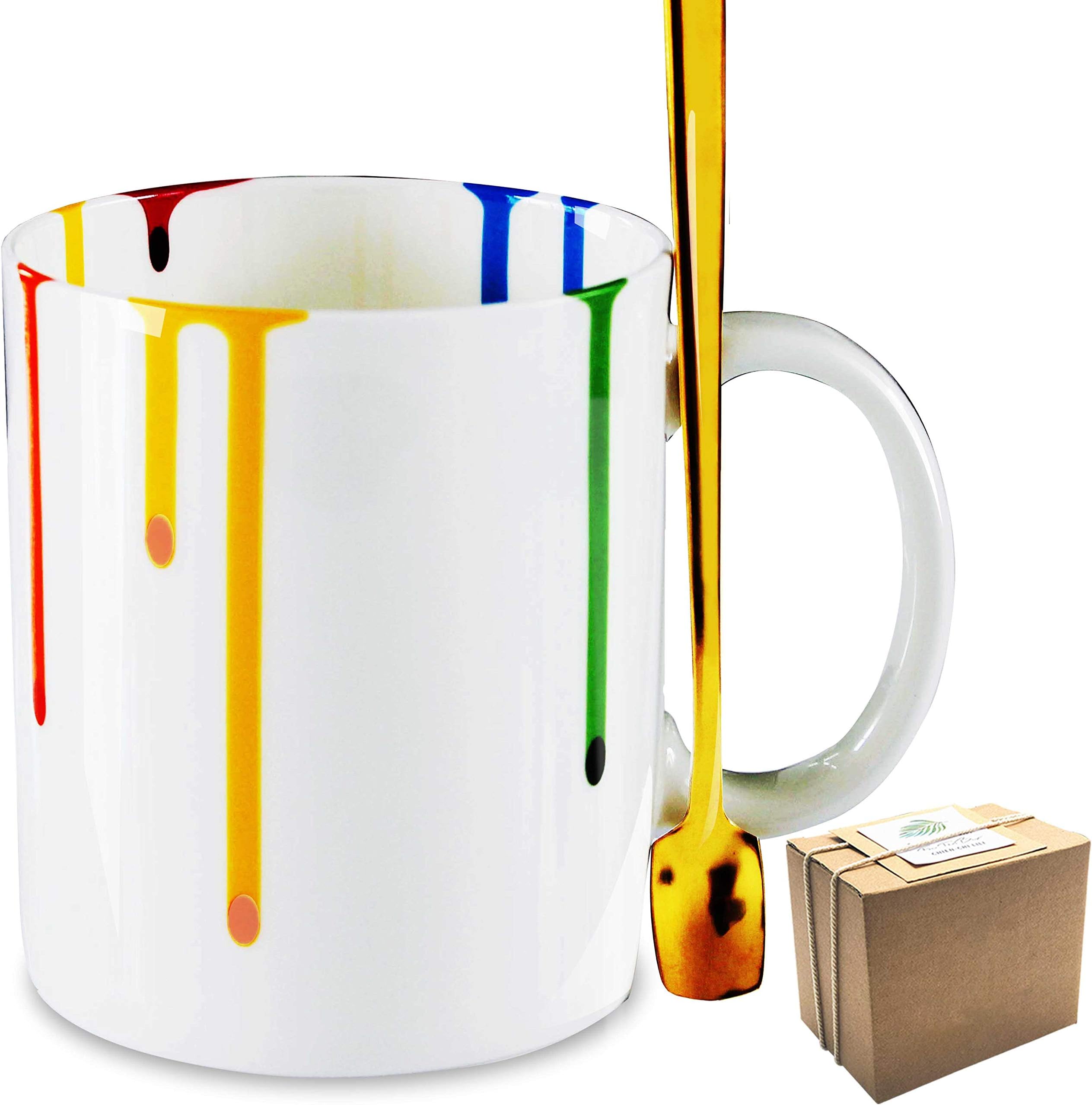 Novelty Artist Mug Gift for Art Lover Wifey Mom Sister - Appreciation Gifts for Teacher - Artist Graduation Mug Gift for Art Lover - Artists Gallery Rainbow Mugs