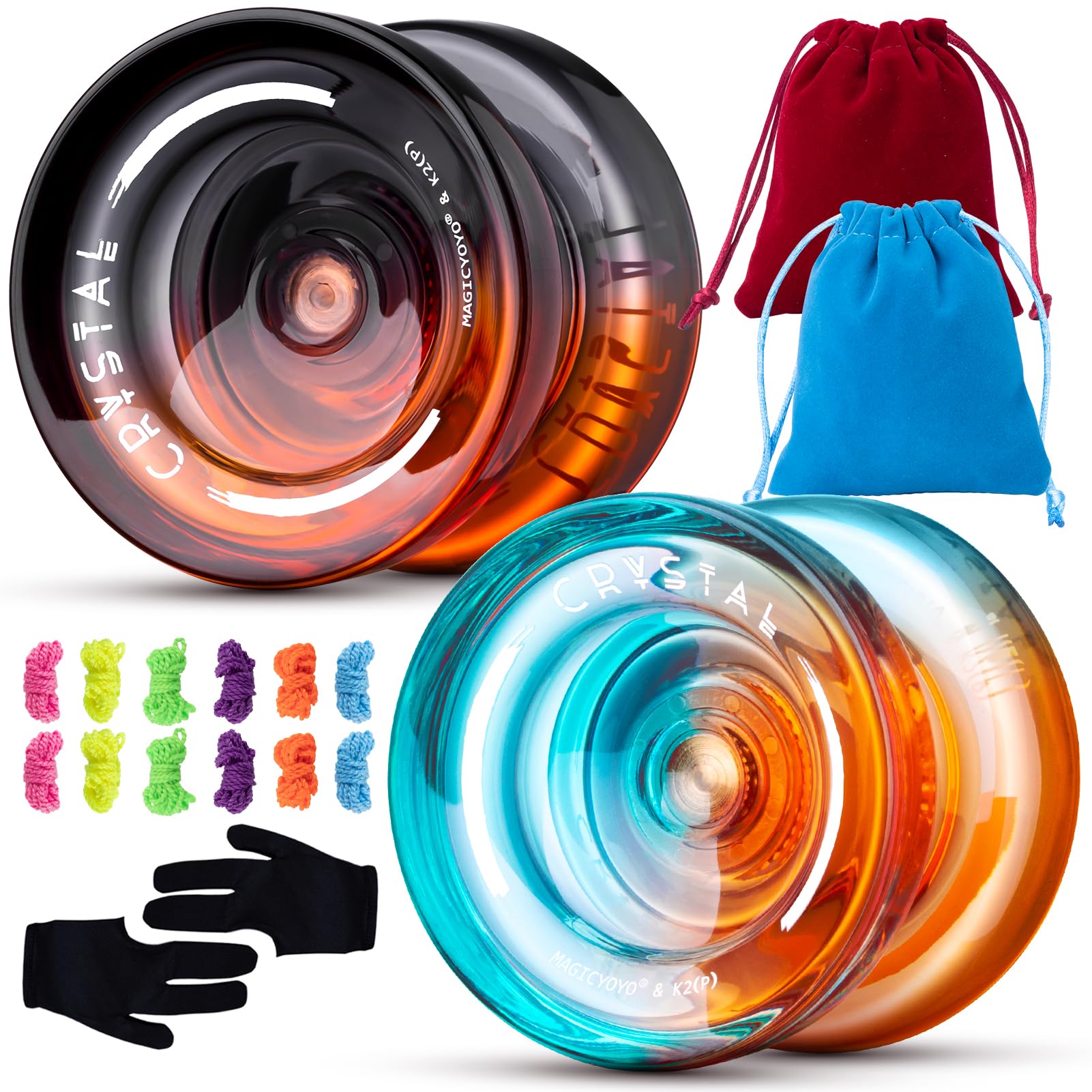 MAGICYOYO K2 Responsive Yoyo for Kids 8-12 (Black Orange + Blue Orange)
