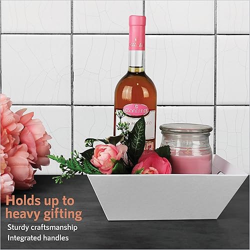 Miniatura 19 de Kit de cesta de vino de regalo de papel kraft con cesta vacía, bolsas, lazos dorados Navidad, Pascua, ocasiones Regalo para impresionar – Upper