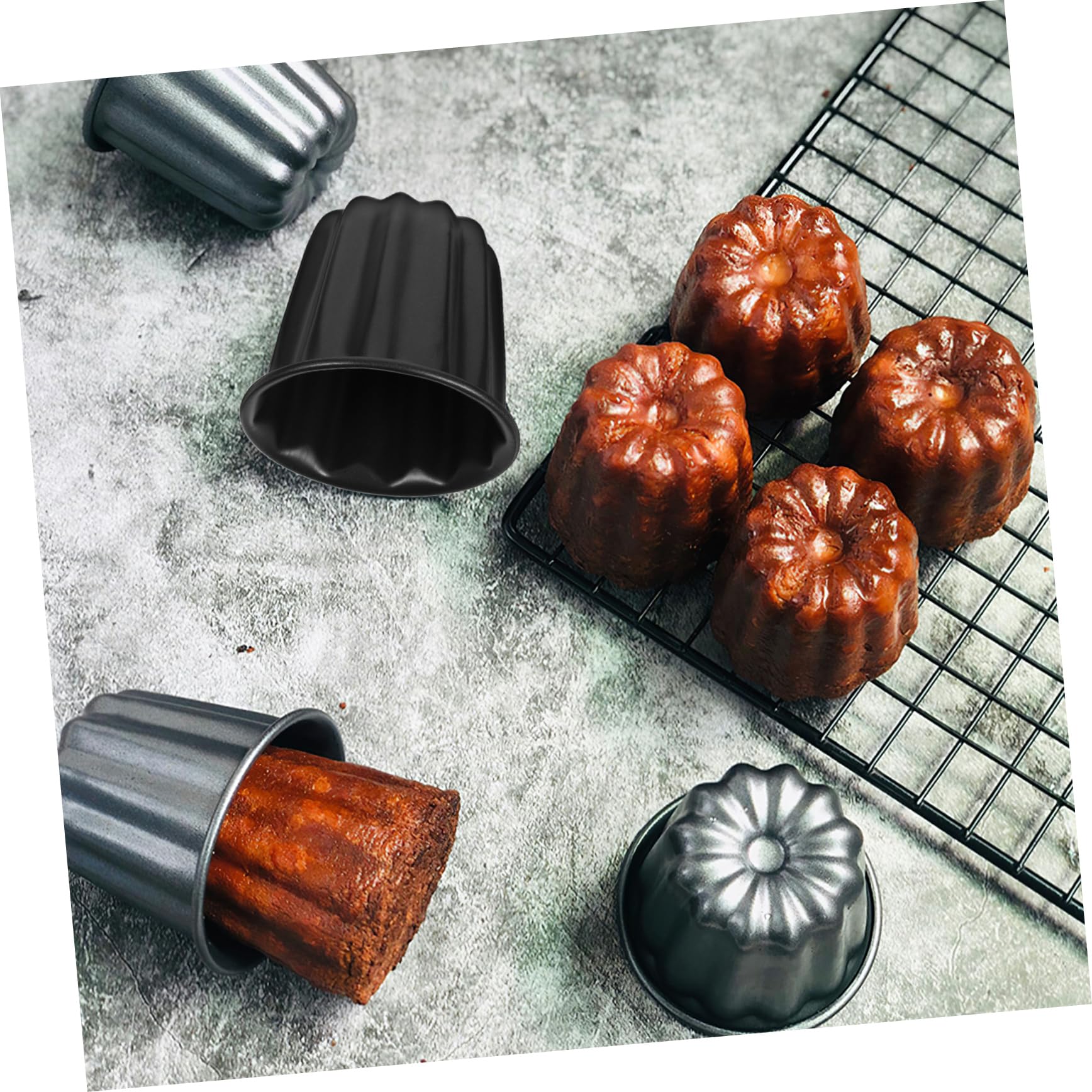 Lot De 2 Moules À Muffins En Métal Moules À Pâtisserie En Étain Pour Pudding À La Vapeur 4 Pièces X 2