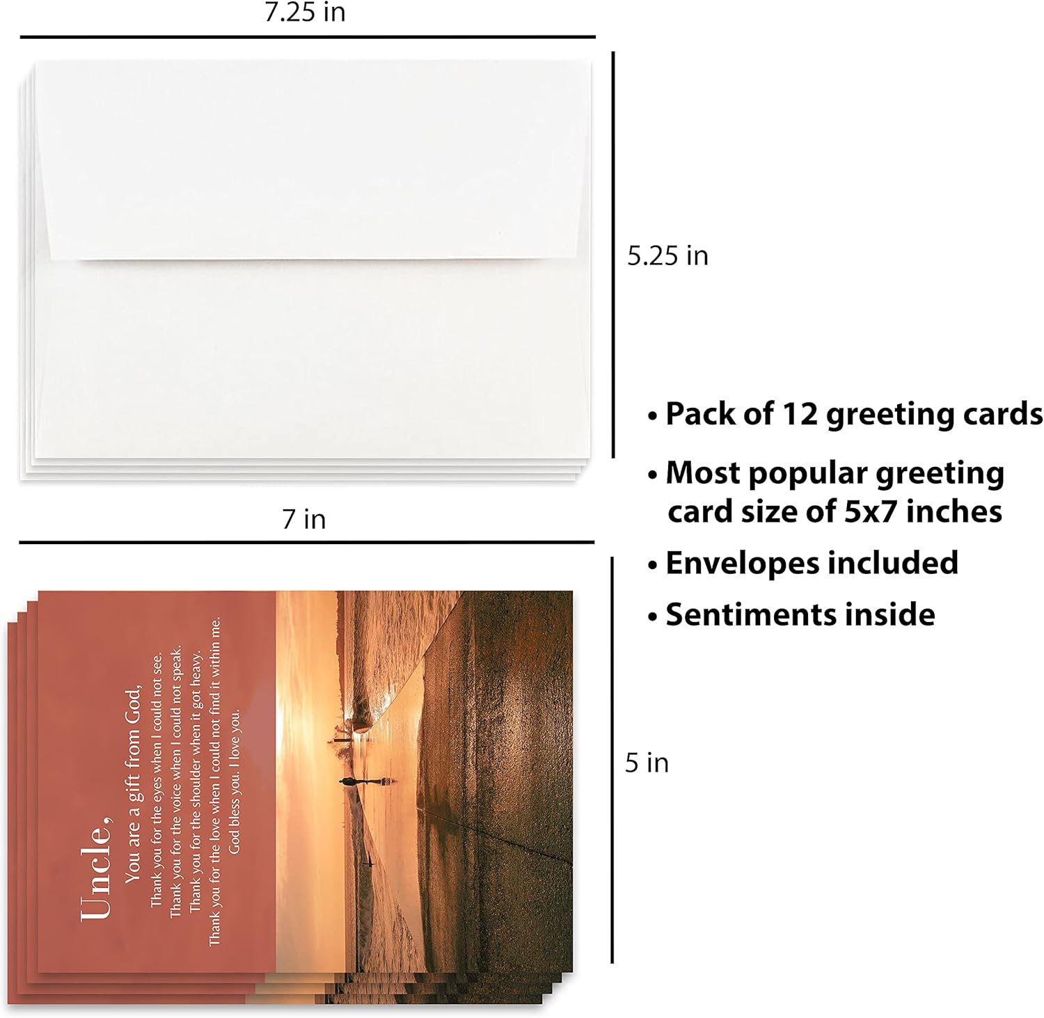Christian Thank You Uncle Card for Appreciation Card Christian Thank You to Uncle Gift for Christian Appreciation (Pack of 12)