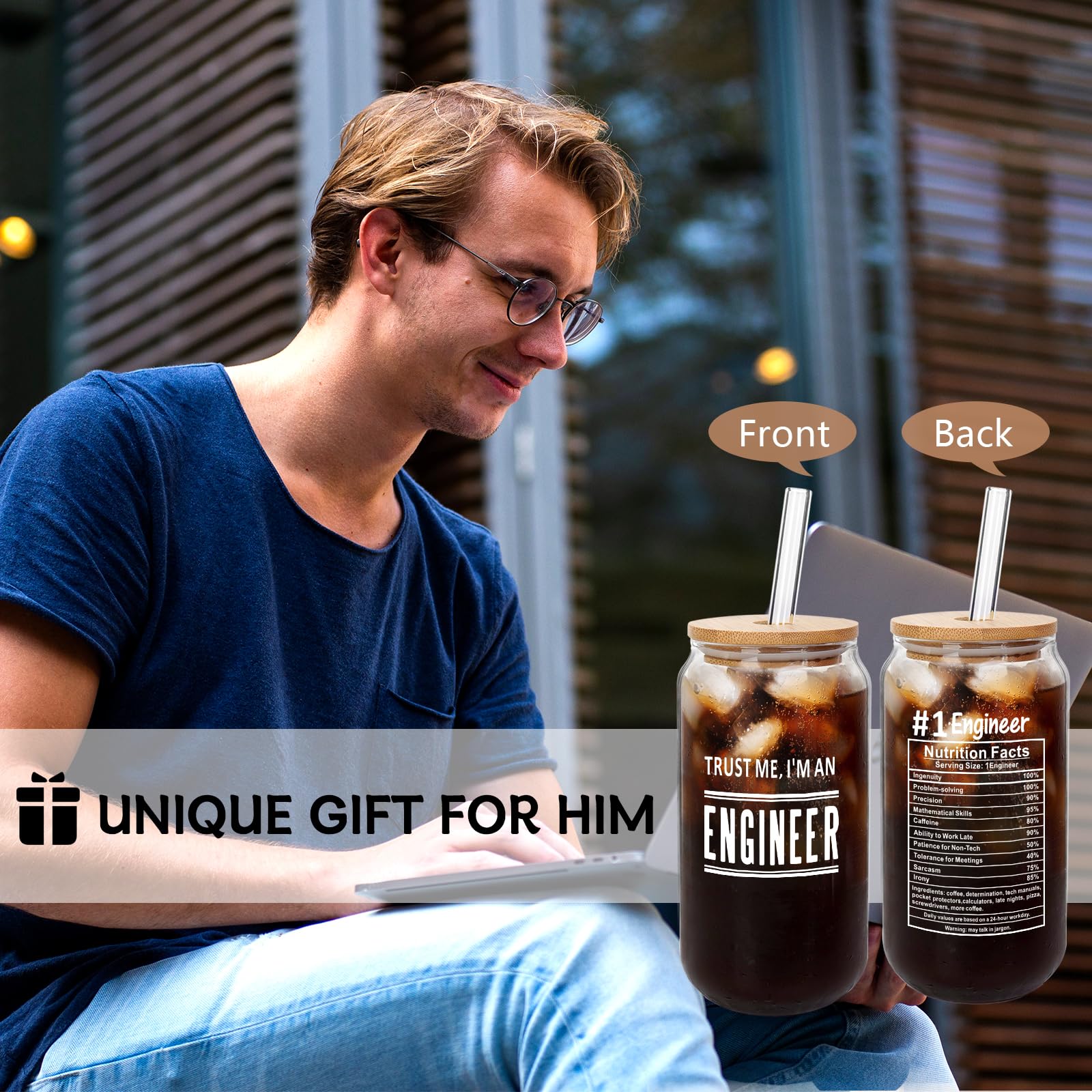 ANOTION Engineer Mug Engineer Gifts for Him - Valentines Day Gifts For Him Gag Gifts Cute Glass Cups Gifts for Engineers Gifts for Men Birthday Gifts Unique Gifts for Him