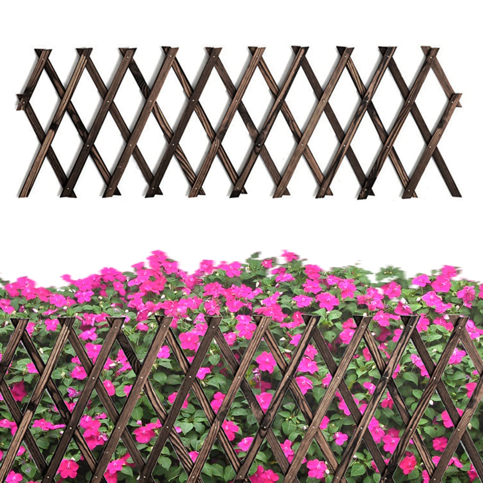 Expandable Garden Trellis, Natural Wood Lattice Trellis for Climbing