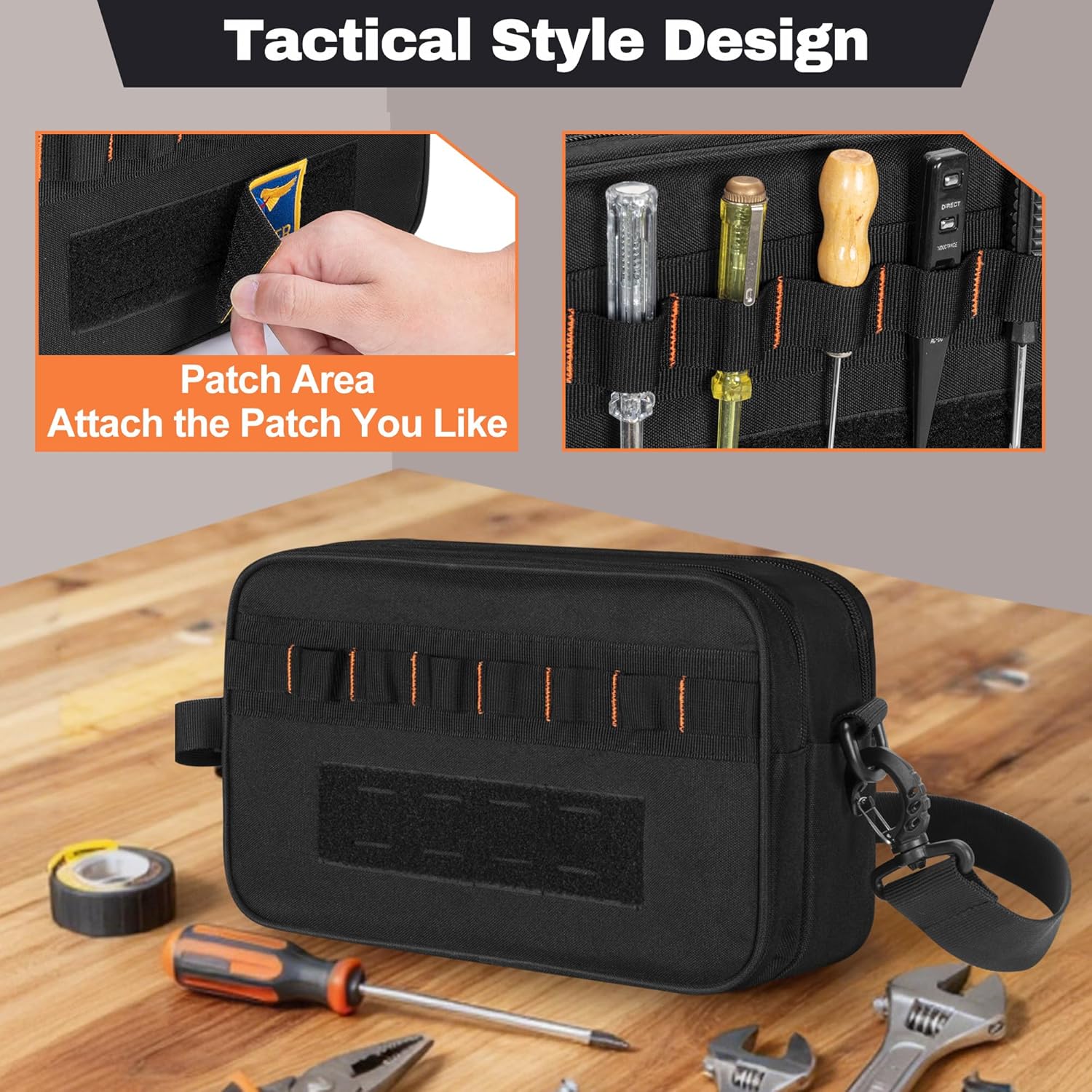 12-inch Tool Bag with 1 Tool Pouch, Electric Tester Tool Storage Bag Compatible with Fluke Digital Multimeter/325 Clamp Multimeter/ T5 T6 Electrical Voltage, Tool Organizer for Electrician - Image 3