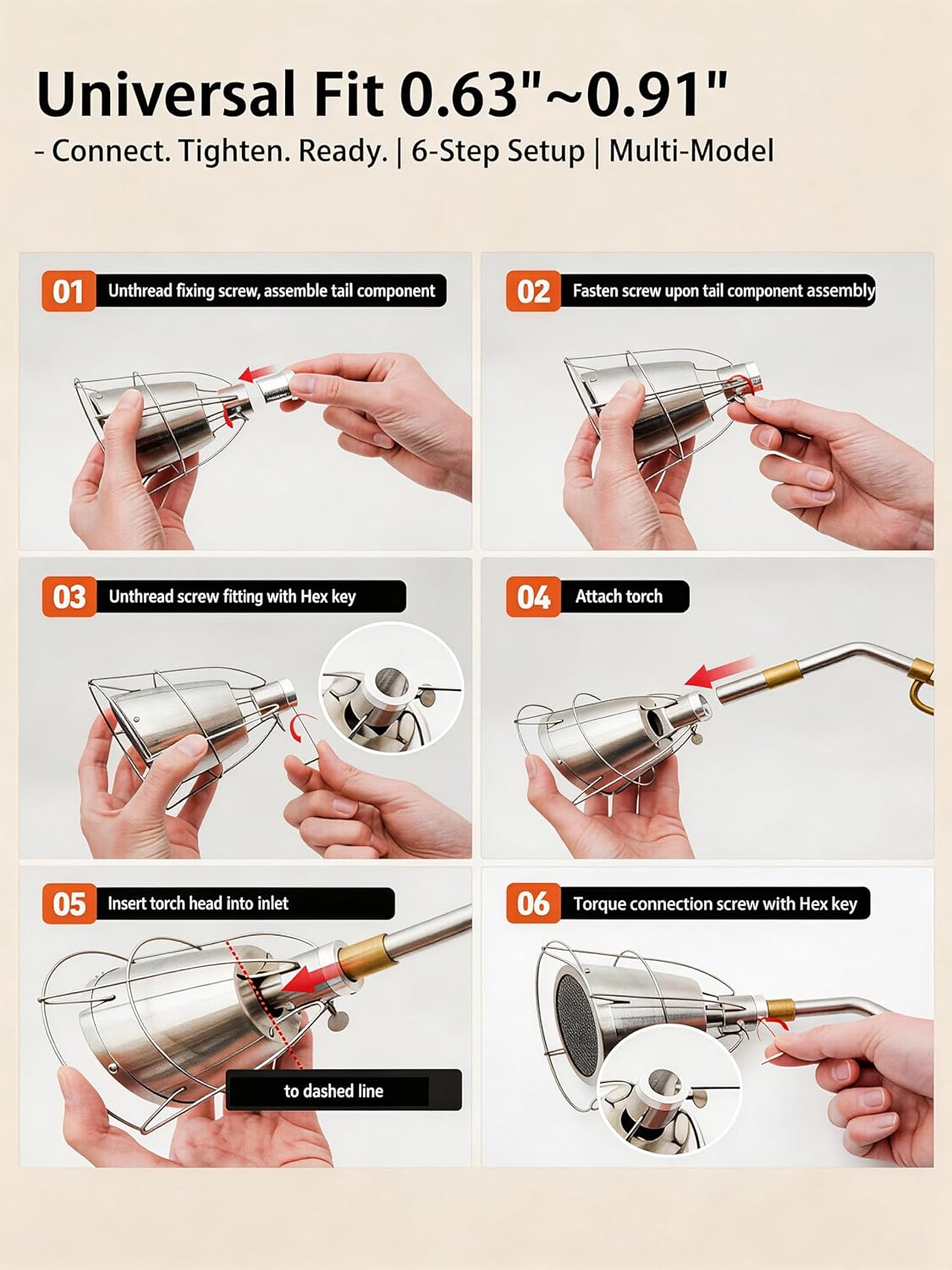 Cooking Torch Attachment | Cooking Torch Head Attachment, 0.63"~0.91" Universal Fit, Premium Stainless Steel, Professional-Grade Sous Vide Searing & Browning, Indoor/Outdoor Use (Torch not included)