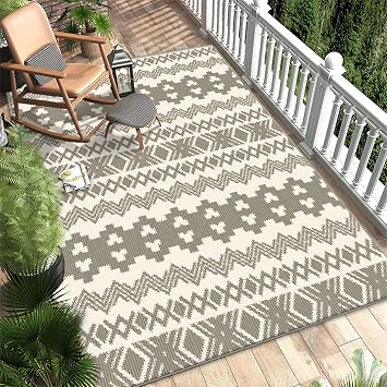 Outdoor Patio Rug Waterproof Non Slip Washable, Rugs Outdoor Waterproof 5x7, Crystal Velvet Outdoor Carpet Tiles for Patio Portable Camping RV Rug Indoor Outdoor Area Rug for Porch Balcony