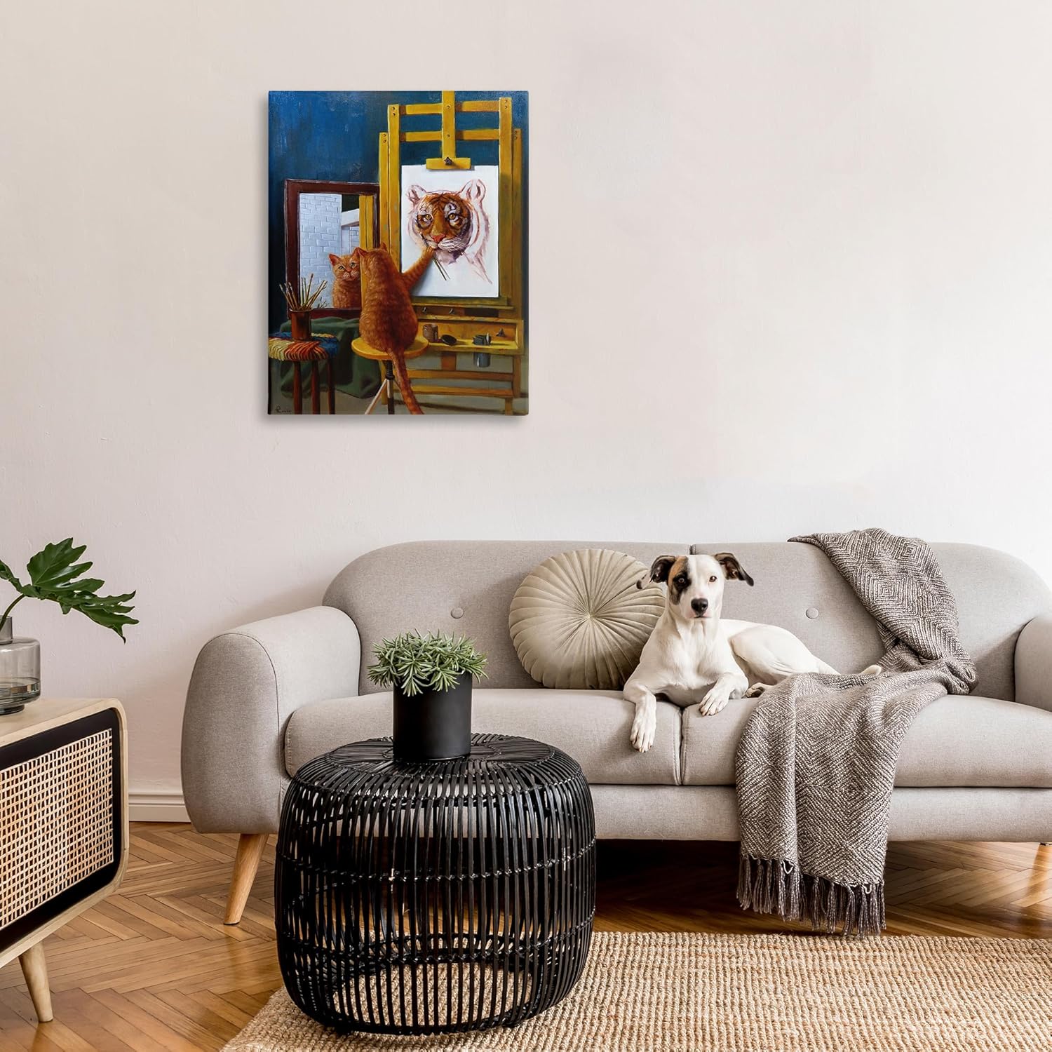 Stupell Industries Cat Confidence Self Portrait as a Tiger Funny Painting, 24.00" x 30.00", Gallery Wrapped Canvas, 24 x 30