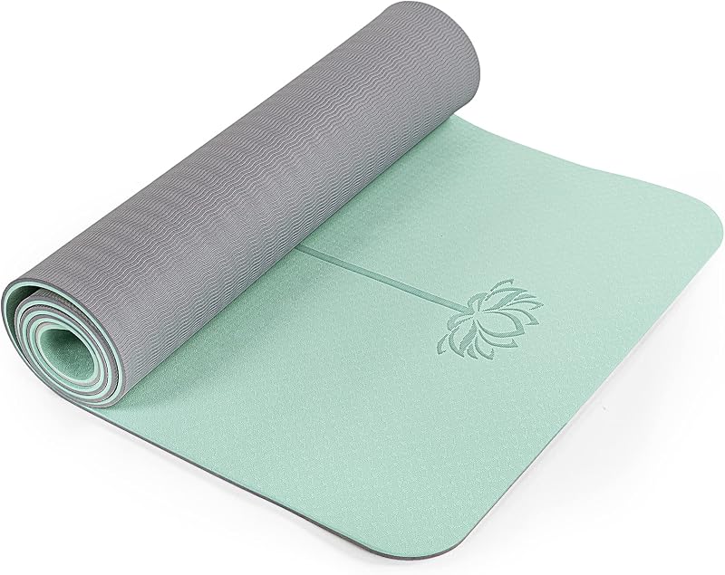 Esterilla de yoga antideslizante, esterillas de pilates y fitness, respetuosas con el medio ambiente, antidesgarros, esteras de yoga de 1/4 pulgadas de grosor para mujeres, esteras de ejercicio para entrenamiento en casa con correa de transporte y bolsa de almacenamiento