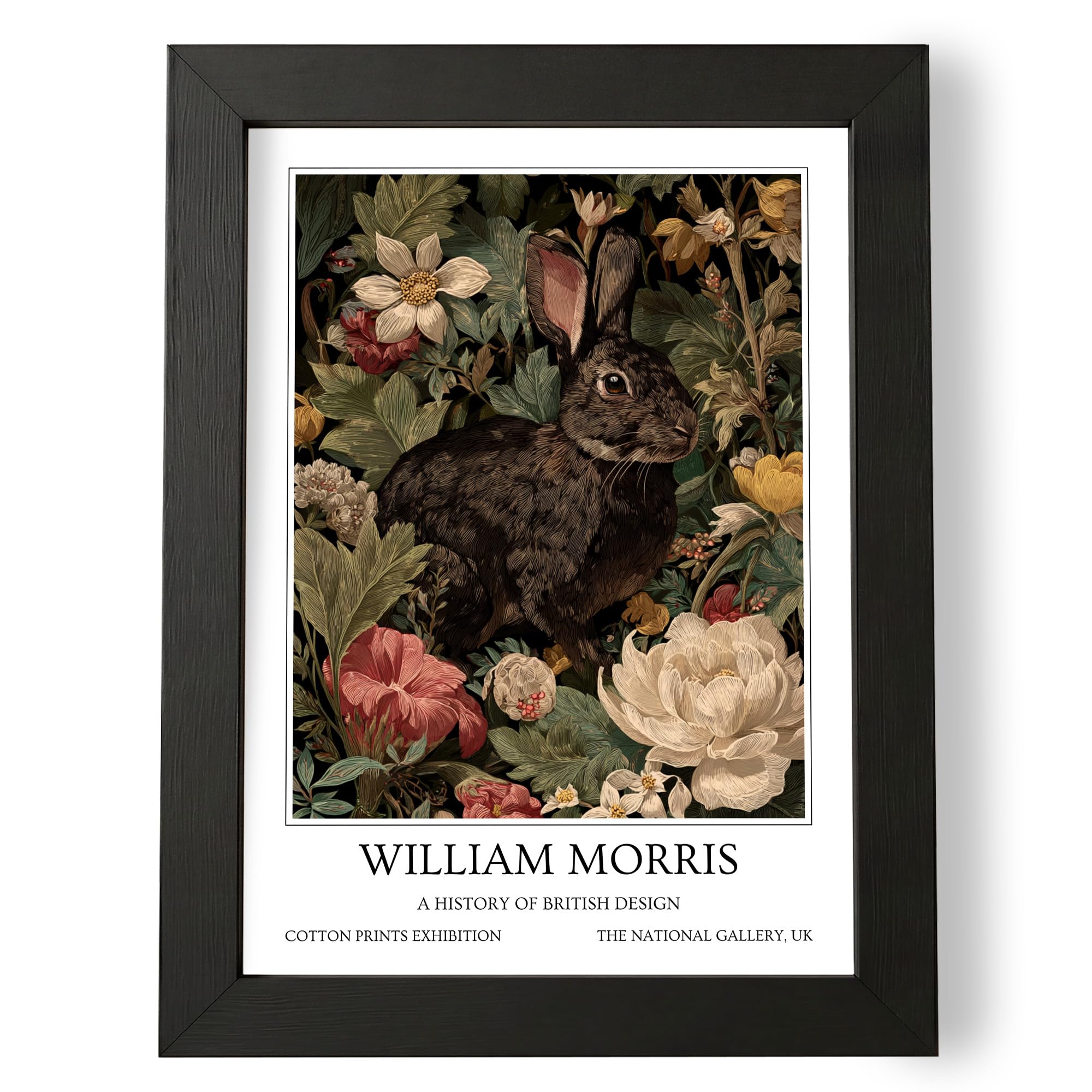 Fans Favourites William Morris - Botanical Wall Art, Vintage Art Noevua British Prints, A History of British Design Collection (Brown Rabbit, A3, Unframed) — image 1
