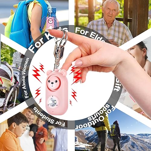 Miniatura 7 de Alarma personal para mujeres  130 dB recargable con luz estroboscópica LED, llavero de alarma de seguridad de autodefensa para niños mayores, sirena
