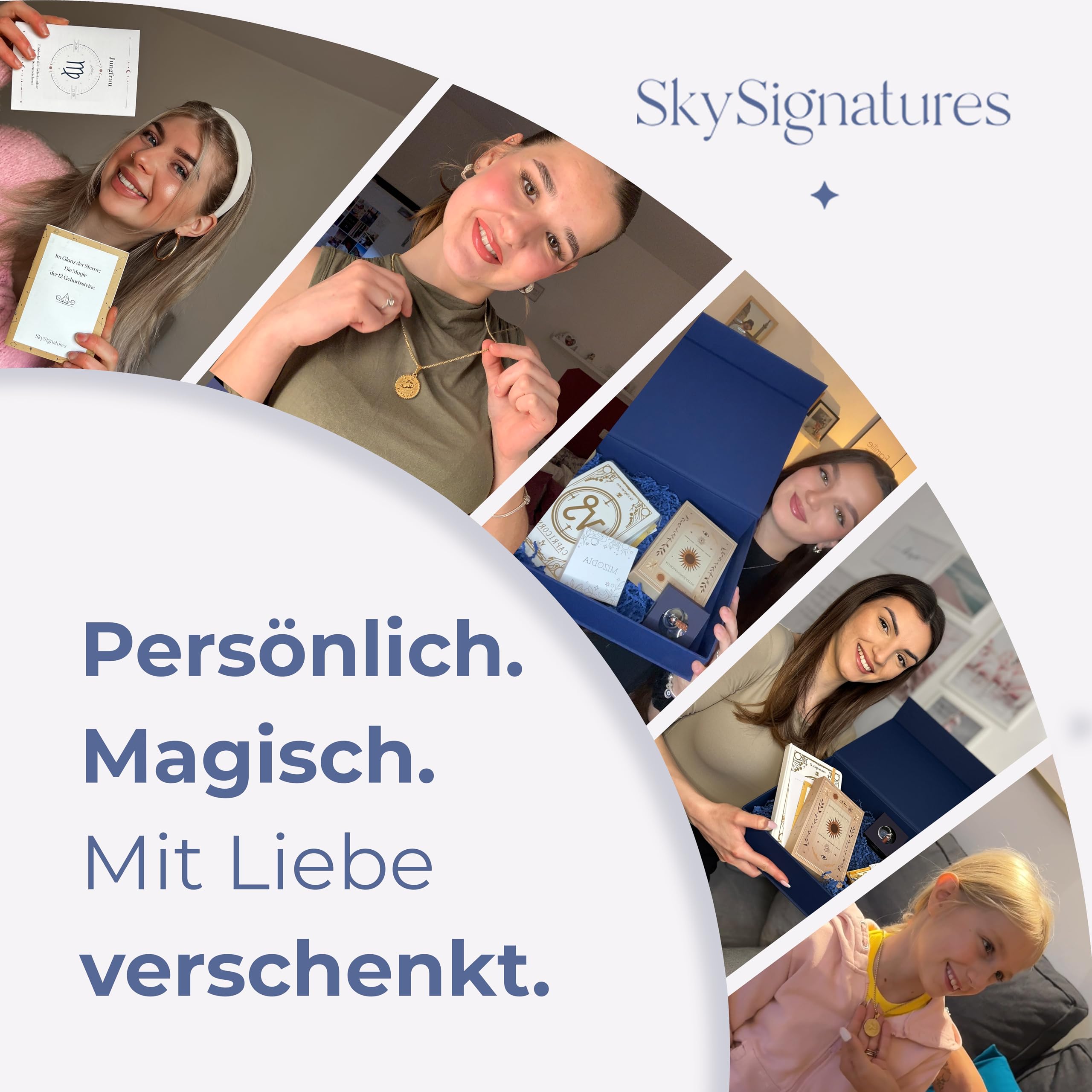 Krebs Sternzeichen Geschenkset– Luxuriöse Astrologie-Box mit Duftkerze, Journal, Geburtsstein-Anhänger, Affirmationskarten Sternzeichen-Kette Mediation, Selbsterkenntnis, für Frauen