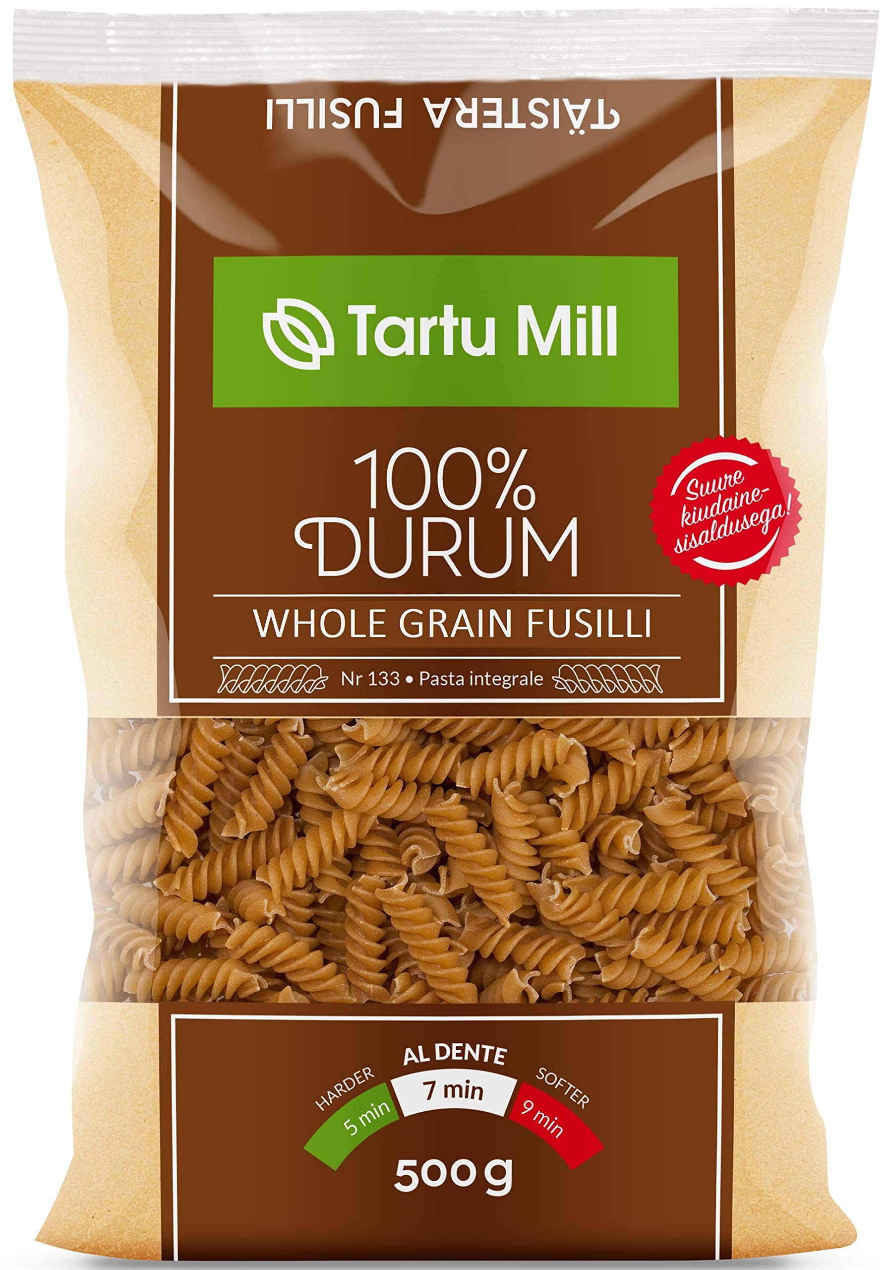 Buy Wholegrain Fusilli Dry Pasta 100 Durum Premium Tartu Mill Nr 133