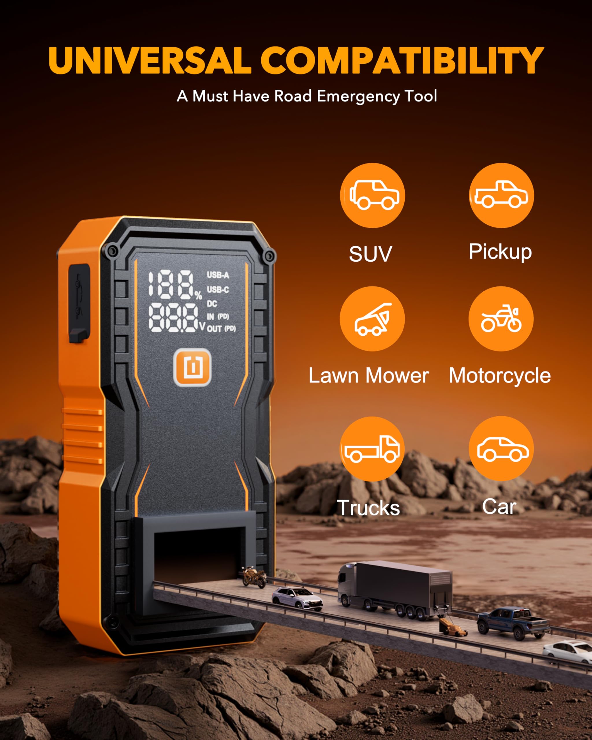 OXILAM 20000mAh Jump Starter for All Gas Diesel Engines 9000A Battery Jumper Starter Portable 12V Jump Box with — view 4