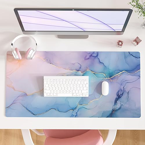 Miniatura 16 de QiyI - Alfombrilla grande para mouse, tapete extendido para escritorio, de piel sintética impermeable para juegos, protector de escritorio para