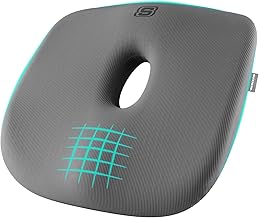 Skechers Seat Cushion Memory Foam,Donut Pillow Office Chair Cushion for Tailbone Pain Relief,Butt Pillow for Office Chair,Car seat Cushion,Long Sitting Office Workers,and Car Drivers,Grey