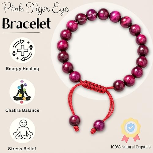 Vista 287 de Amazing Gemstone Yaxaite Bracelet for Women Men's Gifts - Protection Healing Crystal Bracelet - 8mm Gemstone Beaded Adjustable Bracelet Pulseras