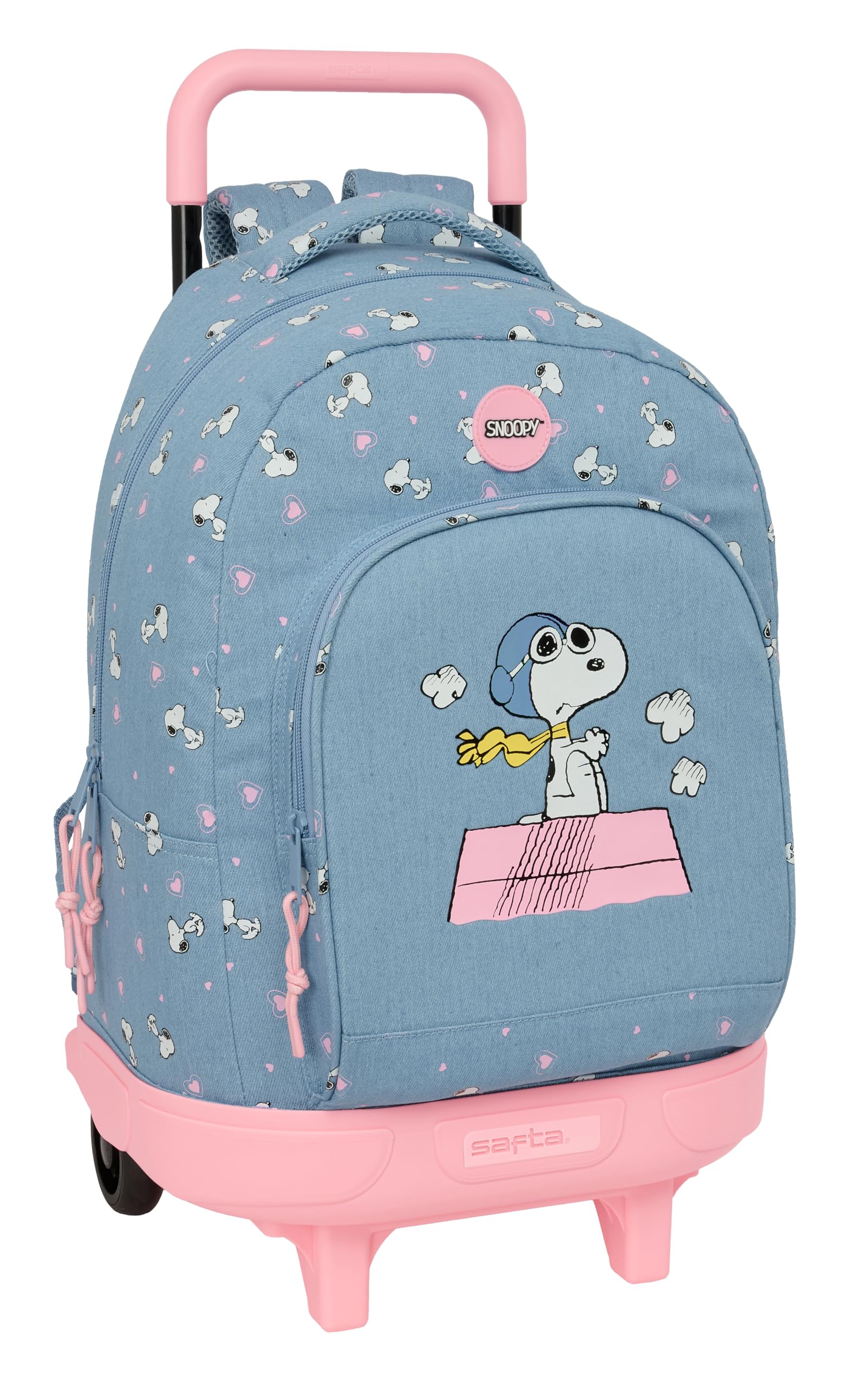 Snoopy - Mochila Grande con Ruedas, Compacta, Extraíble, Ideal para Niños de Diferentes Edades, Cómoda y Versátil, Calidad y Resistencia, 33x22x45 cm