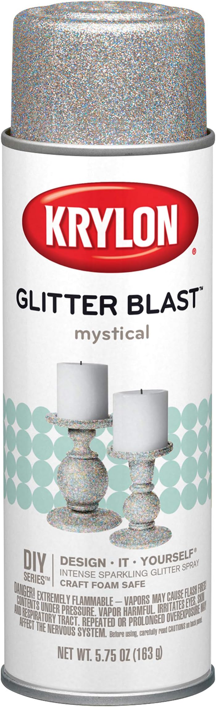 Krylon Glitter Blast Glitter Spray Paint for Craft Projects, Mystical Silver, 5.75 oz