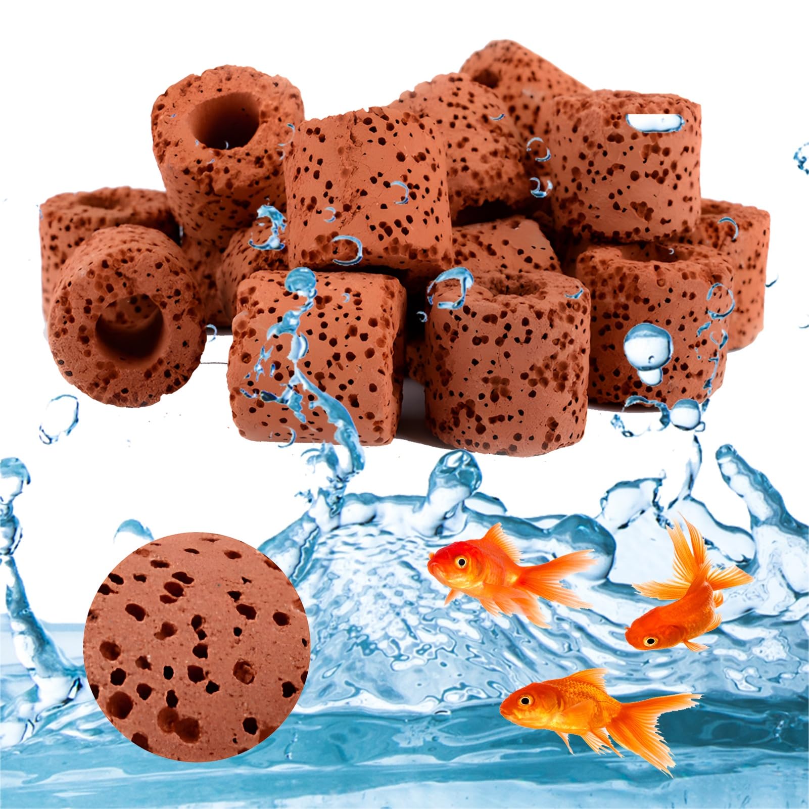 Filtre d'aquarium Flottant en céramique, 5.6lb, avec Surface Poreuse, pour Aquarium d'eau Douce et d'eau salée