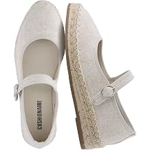 CUSHIONAIRE Tapas Canvas Mary Jane Flat Espadrilles for Women, Cushioned Comfort Closed Toe with Adjustable Strap