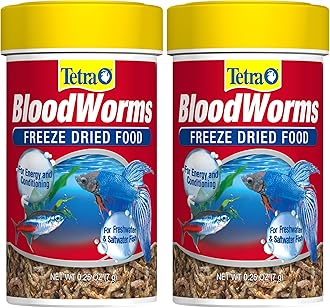 Tetra BloodWorms 0.25 Oz, Freeze-Dried Food for Freshwater and Saltwater Fish, Seafood(Pack of 2)