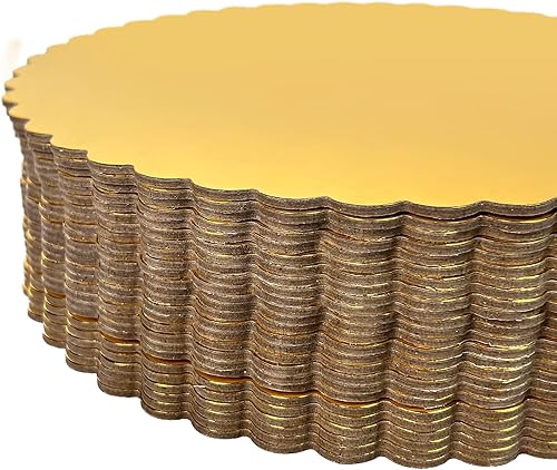 Miniatura 4 de Paquete de 25 tableros redondos resistentes de 10 pulgadas para tartas, placas de cartón dorado con base festoneada, paquete de 25 (dorado)