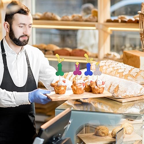 Miniatura 7 de 24 piezas de decoración de cupcakes para despedida de soltero con purpurina para despedidas de soltera, cupcakes, decoraciones divertidas para