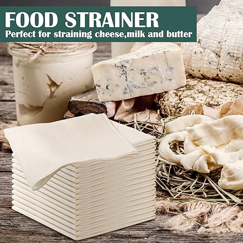 Miniatura 5 de Reginary - 24 piezas de paños de queso de 20 x 20 pulgadas a granel, grado 100, paño de queso con dobladillo para colar, de algodón sin blanquear