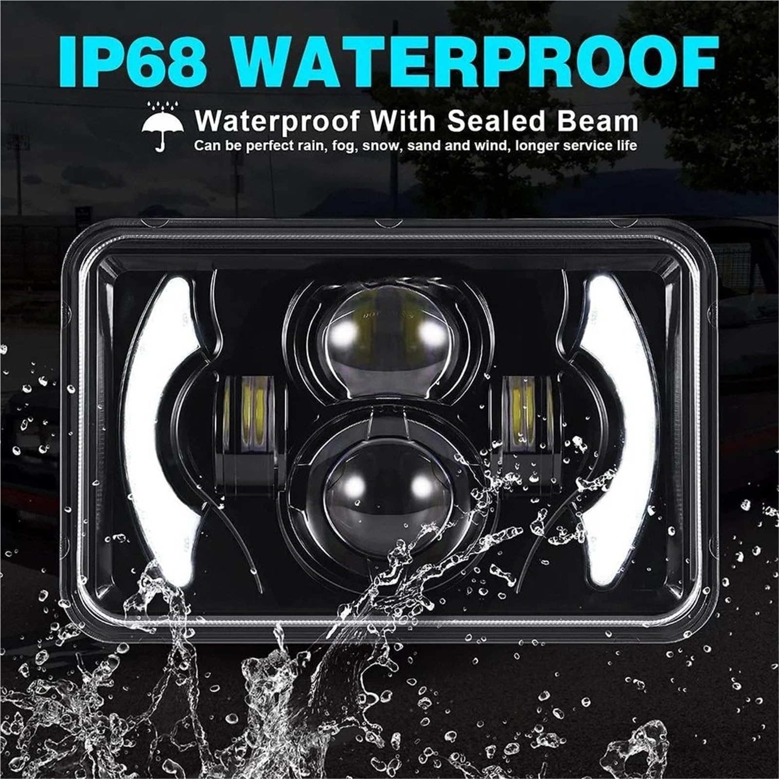Bombilla Coche Faro LED 4x6 Bombilla para coche | 5x7 7x6 impermeable Hi Lo Beam blanco ámbar DRL