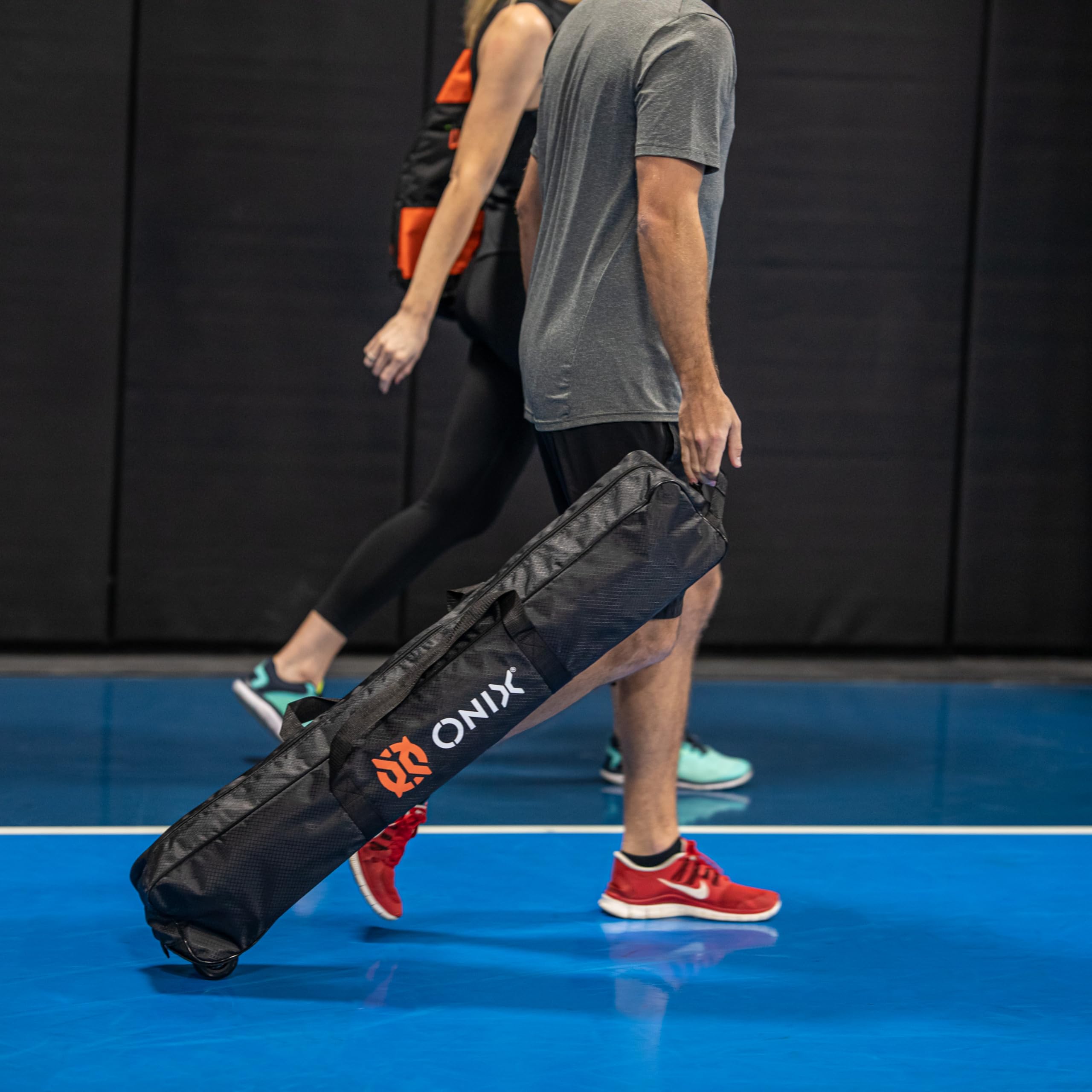 ONIX Pickleball Netz, 2-in-1 tragbares Netz und Übungsnetz-Set, inkl. Tragetasche mit Rollen, Weiß