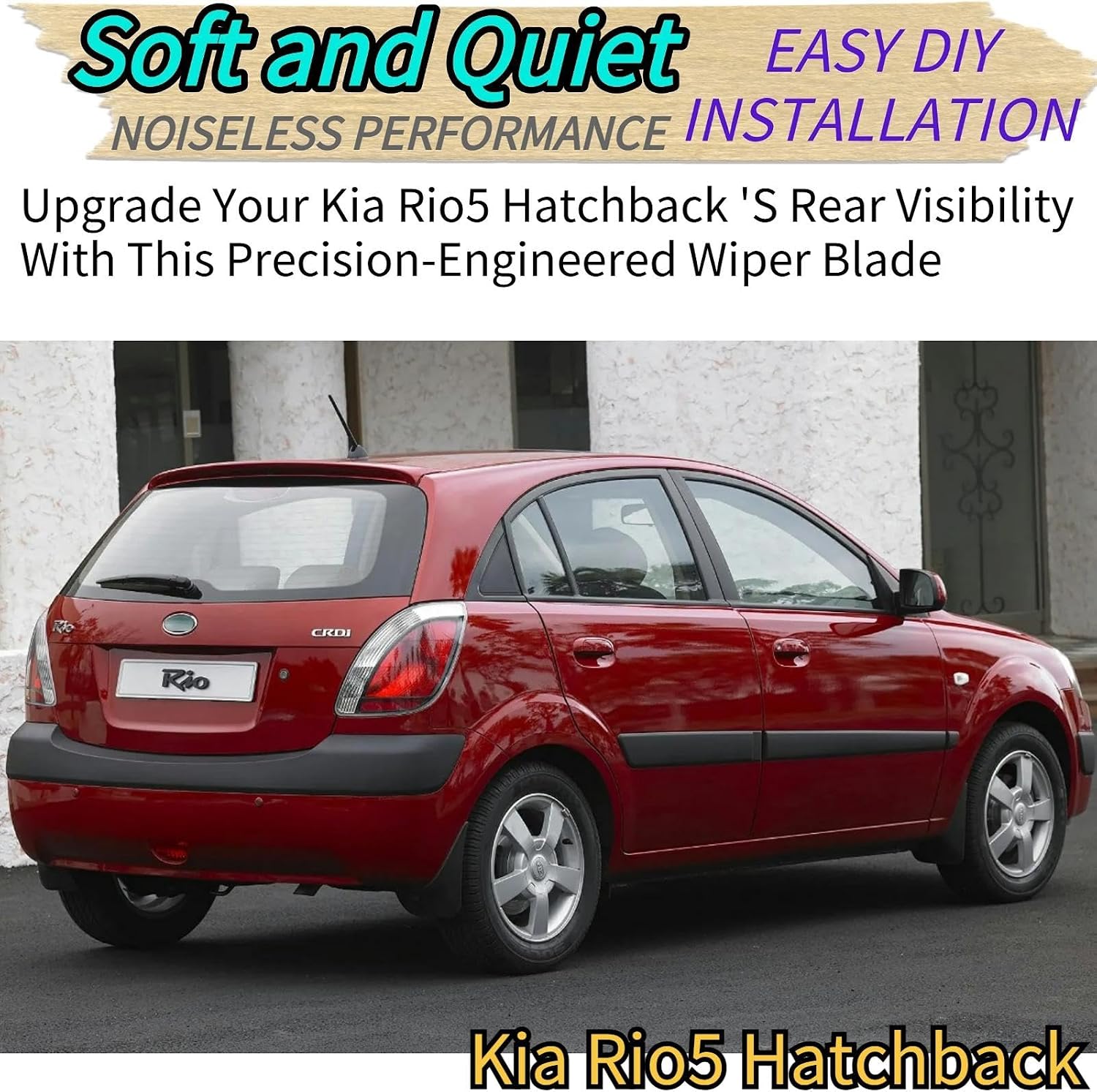 Rear Wiper Blade & Arm Replacement for Kia Rio5 Hatchback 2006-2011 - OEM Fit for LX, SX Models - All-Weather All Season Rear Back Windshield Wiper Blade Set for 2011 2010 2009 2008 2007 2006