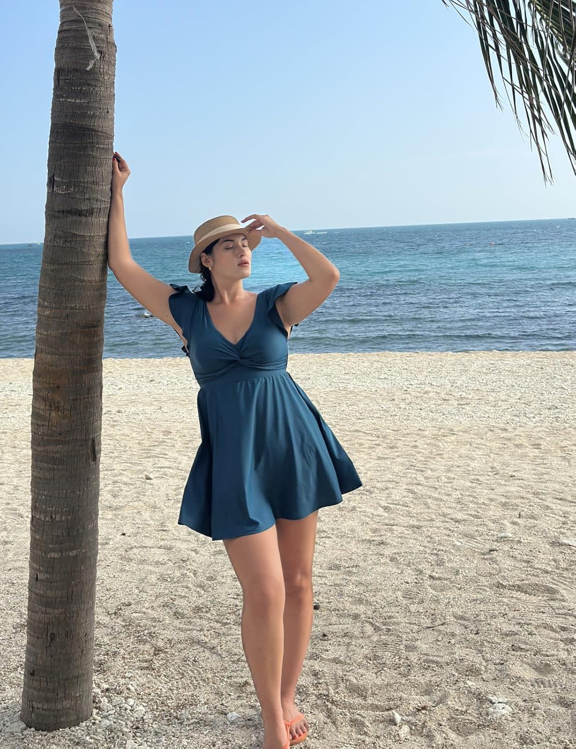 Hanna Nikole Womens Plus Size One Piece Swimsuits, Tummy Control Swimdress, Slimming Push Up Full Coverage Beachwear - Image 3