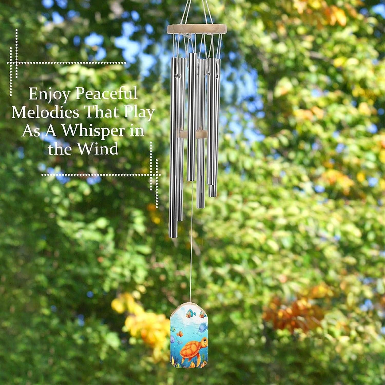 Outdoor Wind Chimes, Turtle and Fish Printed Wind Chimes,Simple Wind Chimes,Curtain Wind Chimes for Home Decoration