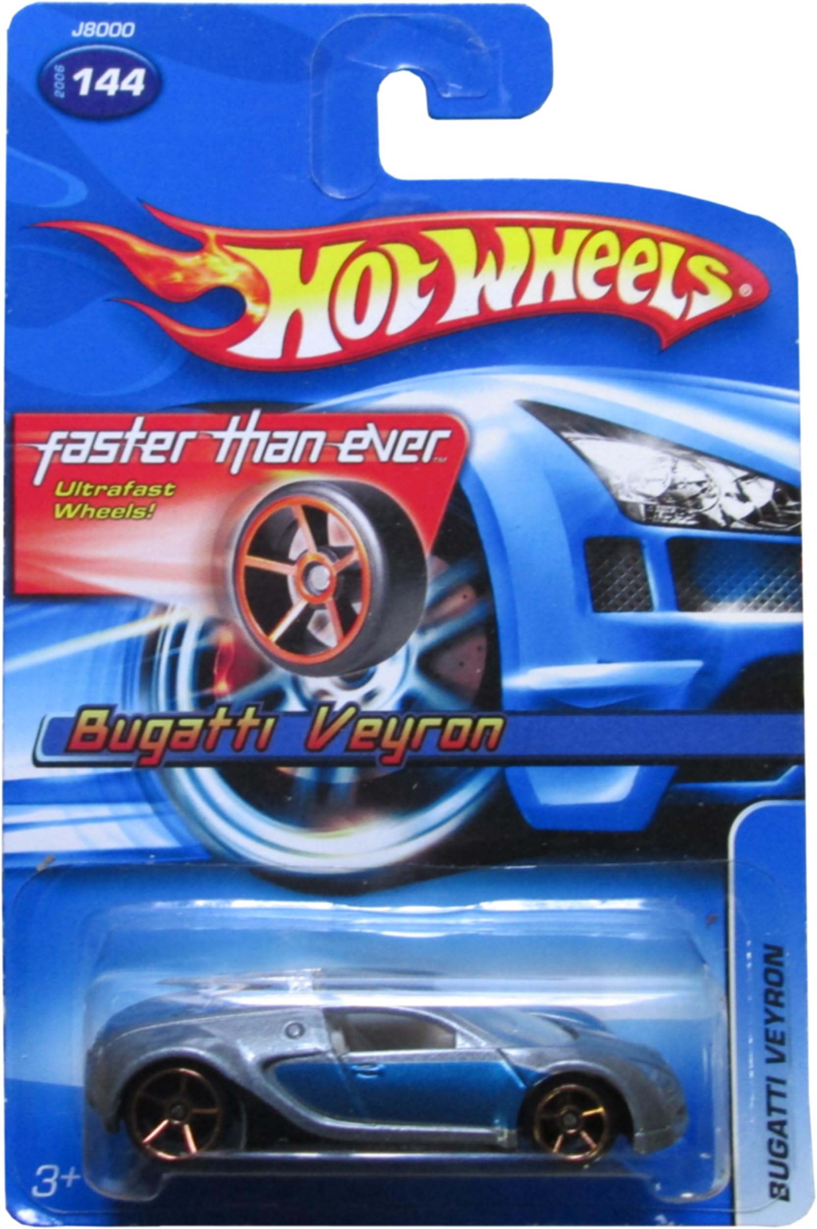 2006-144 Bugatti Veyron Blue/Silver FTE Faster Than Ever 1:64 Scale GOLD 5SP Wheels