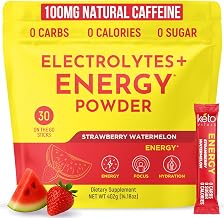 Keto Vitals Electrolyte Energy Drink Powder Packets - Electrolyte Supplement for Energy and Rehydration - Strawberry Watermelon Keto Powder Packets, 30 Count